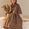 Little Detective Series JSK School Lolita Brown Plaid Sling Dress And Cloak -MIMY Lolita Shop 3 500x672 859