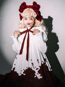 Romeo Series Doll Collar Puff Sleeve Bloody Gothic Lolita Short-Sleeved Dress -MIMY Lolita Shop 3 500x672 93