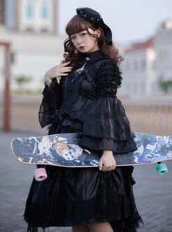 Black Lace Sling Corset Tail Top Flared Long Sleeve Fashion Ruffle Shawl Gothic Lolita Dress Set -MIMY Lolita Shop 3 500x672 96