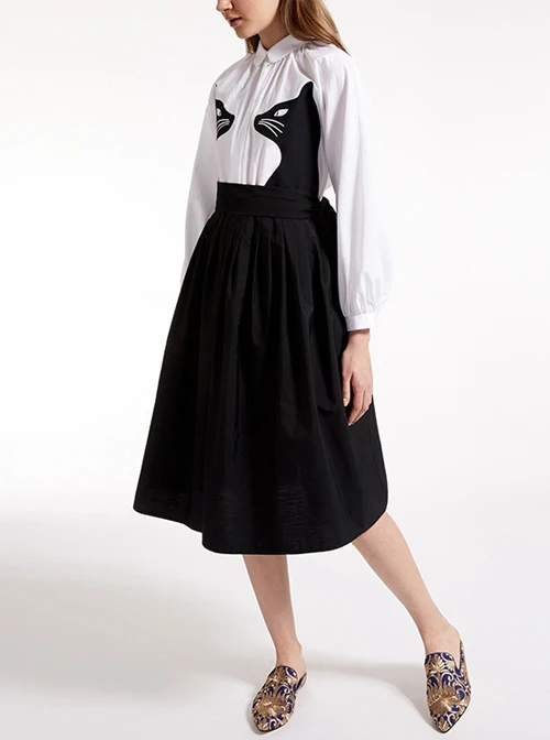 Black And White Cotton Long Sleeve Gothic Lolita Dress 7 Black And White Cotton Long Sleeve Gothic Lolita Dress - Image 5