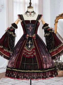Eye Of Red Heart Series JSK Retro Palace Gothic Lolita Dress -MIMY Lolita Shop 4 500x672 106