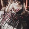 Thorn Rose Series Black White Contrasting Color Rose Thorn Print Irregular Hem Metal Chain Belt Decoration Gothic Lolita Sleeveless Dress -MIMY Lolita Shop 4 500x672 108