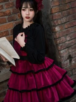 Lilith Series Playful Sexy Velvet Princess Three-Section Cake Skirt Gothic Lolita Sleeveless Dress -MIMY Lolita Shop 4 500x672 125