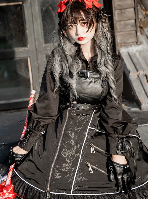 Dimly Light Series JSK Rock Cyberpunk Gothic Lolita Sling Dress 8 Dimly Light Series JSK Rock Cyberpunk Gothic Lolita Sling Dress - Image 6