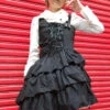Black Asymmetric Hem Punk Gothic Lolita Sling Dress -MIMY Lolita Shop 4 500x672 160