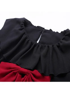 Black Bind Strap Bowknot Gothic Lolita Long Sleeve Dress 16 Black Bind Strap Bowknot Gothic Lolita Long Sleeve Dress -MIMY Lolita Shop 4 500x672 167