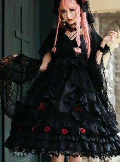 Swan Lake Series Lace Gothic Lolita Short Sleeve Dress -MIMY Lolita Shop 4 500x672 168