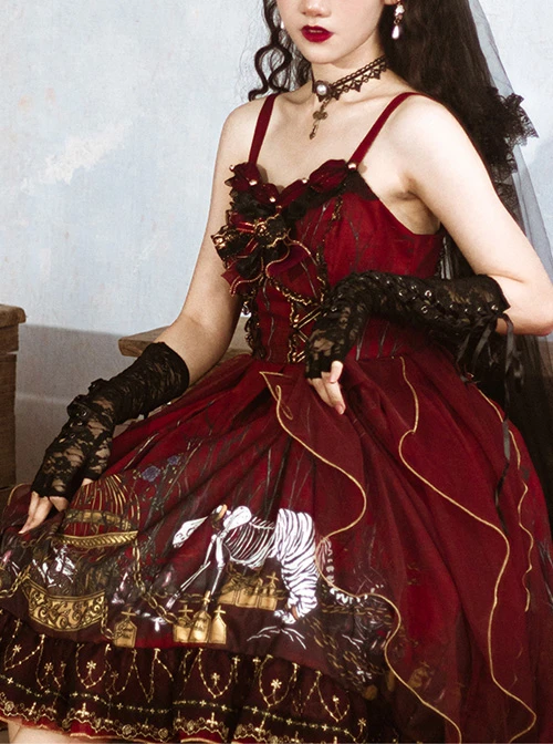 Decaying Forest Series JSK Retro Gothic Lolita Sling Dress 3 Decaying Forest Series JSK Retro Gothic Lolita Sling Dress