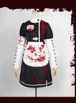 Scarlet Cross Series OP Short Style Blood Printing Halloween Nurse Gothic Lolita Long Sleeve Dress -MIMY Lolita Shop 4 500x672 176