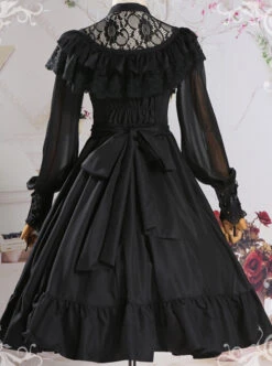Pure Color Lace Gothic Lolita Long Sleeve Dress -MIMY Lolita Shop 4 500x672 19