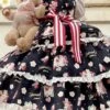 Little Bear Strawberry Print Red-White Striped Bow Belt Sweet Lolita Lace Ruffle Sleeveless Dress -MIMY Lolita Shop 4 500x672 198