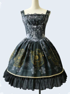 Black Grey Meteorite Magic PrintedLolita Dress -MIMY Lolita Shop 4 500x672 2