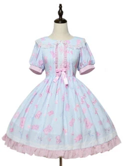 Jelly Bear Series OP Cute Printing Sweet Lolita Short Sleeve Dress