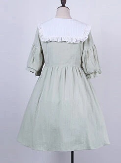 Cute Navy Collar Embroidery Sweet Lolita Lantern Short Sleeve Dress -MIMY Lolita Shop 4 500x672 202