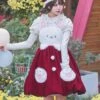 Rabbit Tuan Tuan Series Solid Color Plush Rabbit Cute Doll Autumn Winter Flower Bud Strap Skirt Sweet Lolita Sleeveless Dress