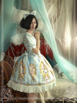 Magic Tea Party Alice Series Printing Sweet Lolita Short Sleeves Dress -MIMY Lolita Shop 4 500x672 220