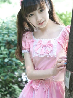 Pink Short Sleeves Sweet Bow Lolita Dress -MIMY Lolita Shop 4 500x672 222