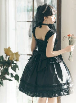 Summer Fresh And Elegant Princess Detachable Large Bow Cream Chiffon Solid Color Sweet Lolita Ballet Suspender Dress -MIMY Lolita Shop 4 500x672 223