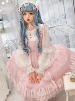 Starry Night Insomnia Series OP Pure Color Sweet Lolita Long Sleeve Dress -MIMY Lolita Shop 4 500x672 232