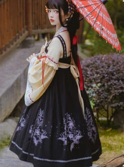 Retro High Waist Chinese Style JSK Sweet Lolita Sling Dress And Shirt Set -MIMY Lolita Shop 4 500x672 236