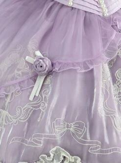Ballet Elegant High Waist Irregular Hem Fit Flower Decorative Bownot Lace Embroidery Sweet Lolita Purple Sleeveless Dress Full Set -MIMY Lolita Shop 4 500x672 238