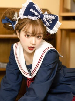 Star Falling Series OP Navy Blue Sweet Lolita Navy Collar Long Sleeve Dress -MIMY Lolita Shop 4 500x672 241