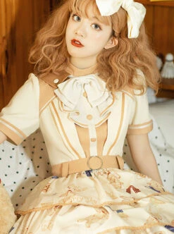 Rabbit Astronaut Series Printing Cake Hem Sweet Lolita Short Sleeve Dress -MIMY Lolita Shop 4 500x672 254