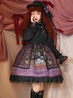 Grape Lace Vintage Grape Embellished Bow Detachable Belt Ruffle Hem Gothic Lolita Sleeveless Dress -MIMY Lolita Shop 4 500x672 26