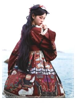 Fox Demon Series JSK Japanese Style Vintage Printing Sweet Lolita Red Sling Dress -MIMY Lolita Shop 4 500x672 276