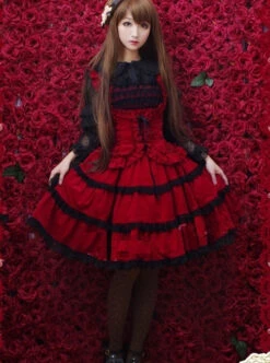 Red Corduroy Gothic Lolita Sling Dress 10 Red Corduroy Gothic Lolita Sling Dress -MIMY Lolita Shop 4 500x672 29