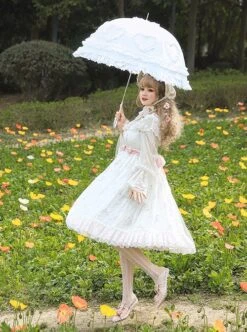Delicate Pearl Lily Of The Valley Embroidered Detachable Bow Brooch Rose Flower Belt Sweet Lolita Sling Dress -MIMY Lolita Shop 4 500x672 307