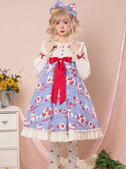 Strawberry Milk Bottle Series OP Bowknot Sweet Lolita Long Sleeve Dress 19 Strawberry Milk Bottle Series OP Bowknot Sweet Lolita Long Sleeve Dress -MIMY Lolita Shop 4 500x672 315