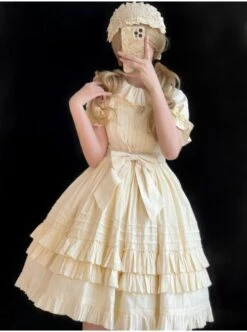 Girl Nelly Series JSK Elegant Cotton Jacquard Pure Color Sweet Lolita Sleeveless Dress -MIMY Lolita Shop 4 500x672 320