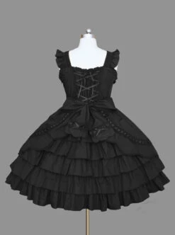 Pure Cotton Bowknot Sweet Lolita Sleeveless Dress -MIMY Lolita Shop 4 500x672 323