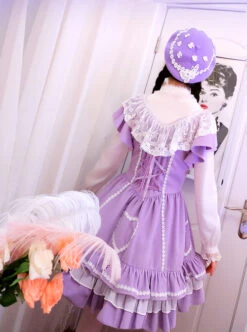 Purple Flying Sleeve Lace Sweet Lolita Dress -MIMY Lolita Shop 4 500x672 332
