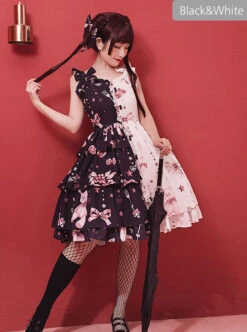 Magic Tea Party Chocolate Rabbit Series Printing Chinese Style Sweet Lolita Sling Dress -MIMY Lolita Shop 4 500x672 350
