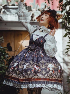Bunnies In Pokerland Series JSK Cotton Printing Sweet Lolita Sling Dress -MIMY Lolita Shop 4 500x672 354