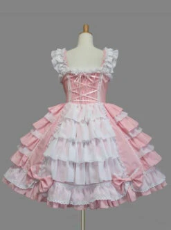 Sleeveless Bind Straps Lace Cute Sweet Lolita Dress -MIMY Lolita Shop 4 500x672 371