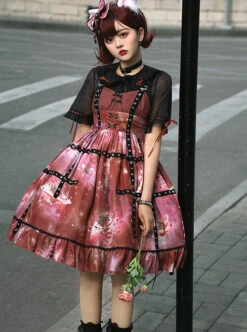 Bomb Strawberry Series JSK Sweet Hot Girl Strawberry Printing Sweet Lolita Red Sling Dress -MIMY Lolita Shop 4 500x672 373