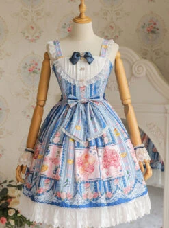 Blueberry Berry Series JSK Little High Waist Sweet Lolita Sling Dress -MIMY Lolita Shop 4 500x672 381