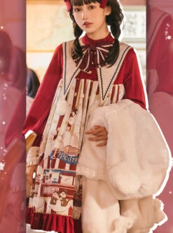 Popcorn Series Christmas Red Sweet Lolita Long Sleeve Dress 12 Popcorn Series Christmas Red Sweet Lolita Long Sleeve Dress -MIMY Lolita Shop 4 500x672 386