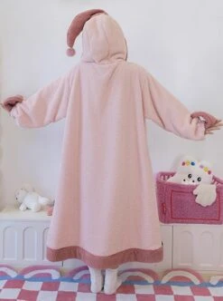 Tuantuan Series Animal Theme Blobfish Childlike Ugly Cute Big Nose Pink Sweet Lolita Hooded Long Sleeves Dress Nightdress -MIMY Lolita Shop 4 500x672 390