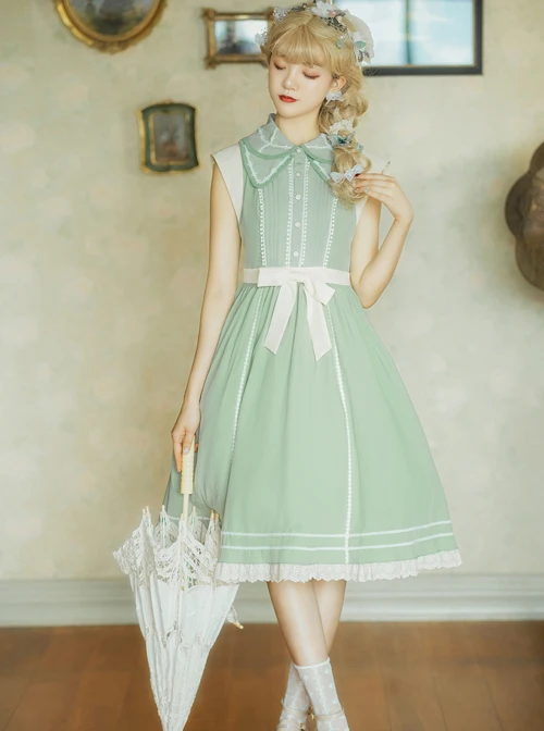 Jungle Letterhead Series Pastoral Style Green Daily Classic Lolita Pure Color Sleeveless Dress 8 Jungle Letterhead Series Pastoral Style Green Daily Classic Lolita Pure Color Sleeveless Dress - Image 6