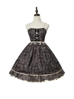 Eileen Series Daily Basics Printed Ribbon Bowknot Belt Beautiful Flounce Classic Lolita Sleeveless Dress -MIMY Lolita Shop 4 500x672 411