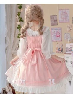 Claws Planet Series JSK Sweet Cute Cat Paw Shape Pink Leopard Print Pleated Bow Dress -MIMY Lolita Shop 4 500x672 414