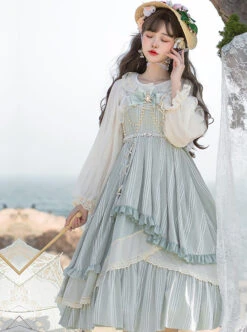 The Miss Of Cloud Trees Series JSK Light Blue Classic Lolita Sling Dress -MIMY Lolita Shop 4 500x672 428