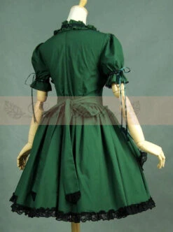 Victorian Retro Green And Black Lace Short Sleeves Classic Lolita Dress -MIMY Lolita Shop 4 500x672 436