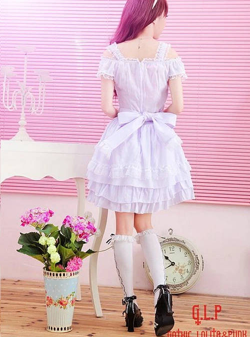Bowknot Classic Lolita Off-the-shoulder Dress 5 Bowknot Classic Lolita Off-the-shoulder Dress - Image 3