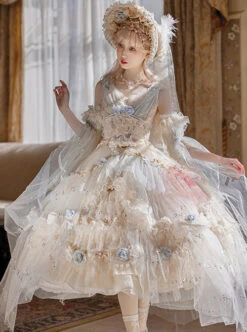 Gorgeous Flower Wedding Flower God Spirit Series JSK Gorgeous Heavy Industry Three-Dimensional Flower Sequin Classic Lolita Dress -MIMY Lolita Shop 4 500x672 442