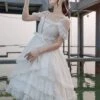 Wild Swan Series White Suspenders Autumn Winter Irregular Hem Design Classic Lolita Sleeveless Dress